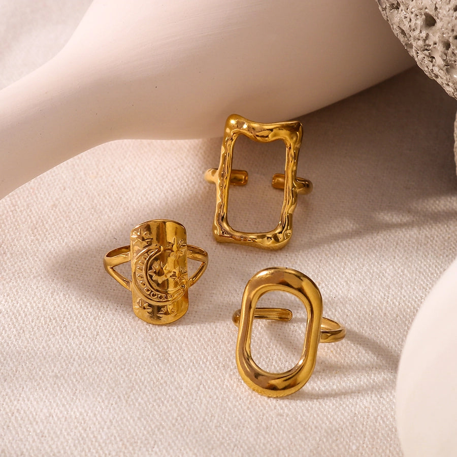 Jewelry Vintage Style Modern Style Simple Style Geometric 304 Stainless Steel 18K Gold Plated Open Rings