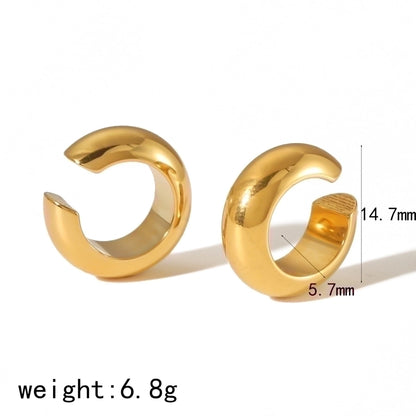 1 Pair Vintage Style Round Polishing Plating 304 Stainless Steel Ear Cuffs