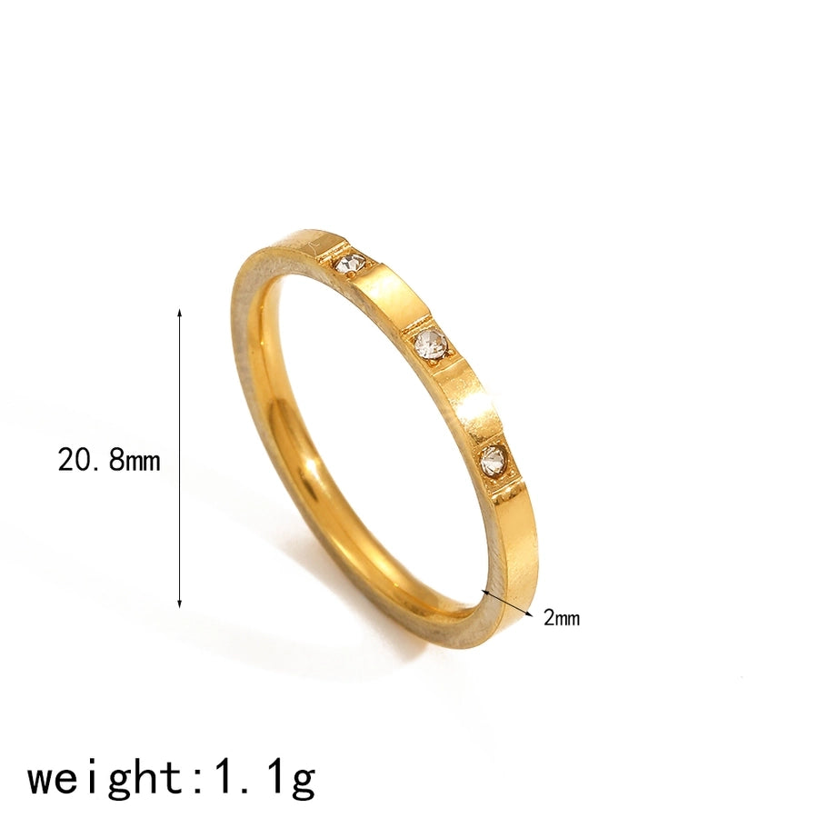 Jewelry IG Style Geometric 304 Stainless Steel Zircon 18K Gold Plated Polishing Rings