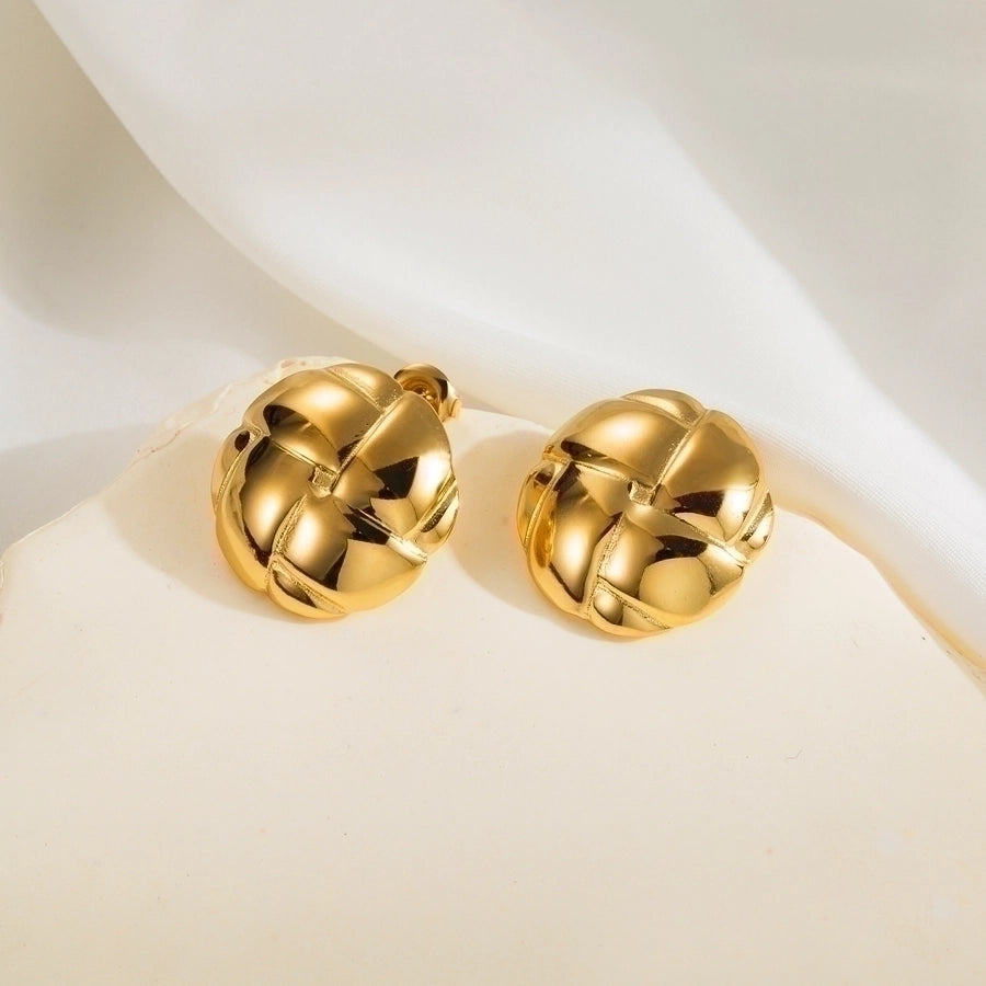 1 Pair Simple Style Classic Style Argyle 304 Stainless Steel 14K Gold Plated Stainless Steel Earrings