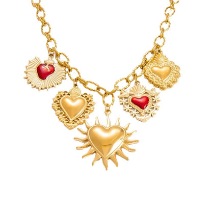 Jewelry IG Style Heart Shape Titanium Steel 18K Gold Plated Plating Pendant Necklace