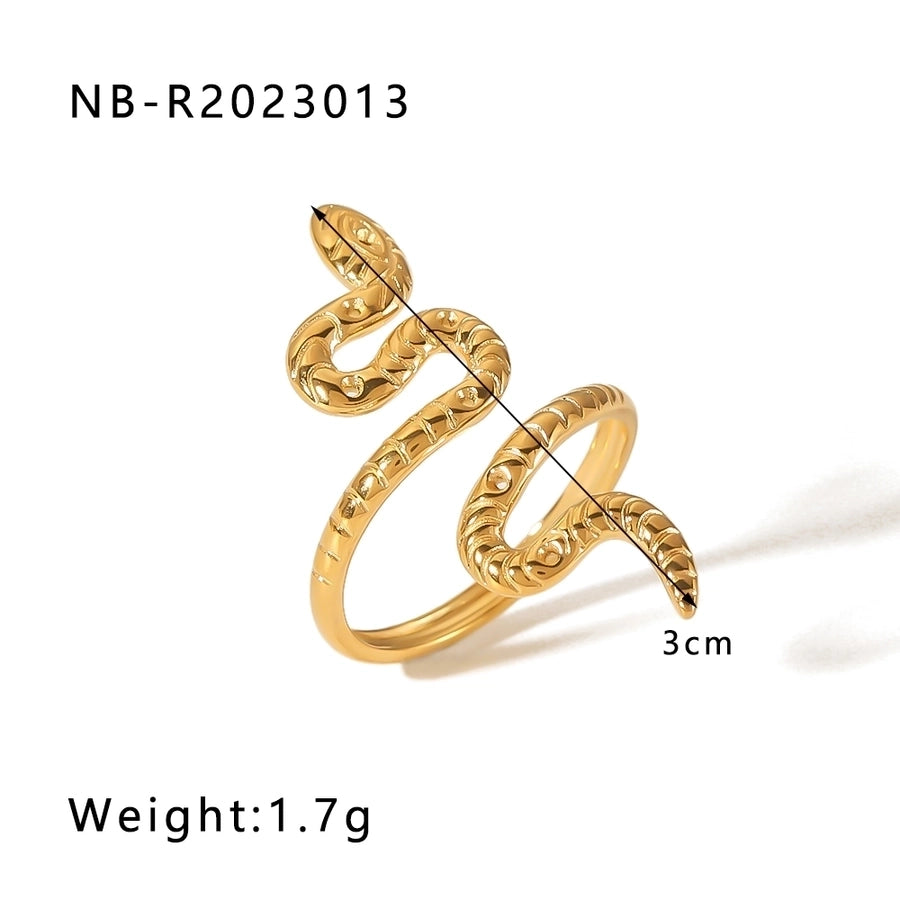 Stainless Steel 18K Gold Plated Hip-Hop Exaggerated Cool Style Plating Snake Open Rings