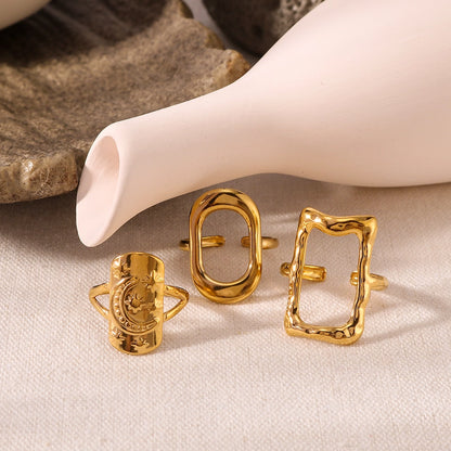 Jewelry Vintage Style Modern Style Simple Style Geometric 304 Stainless Steel 18K Gold Plated Open Rings