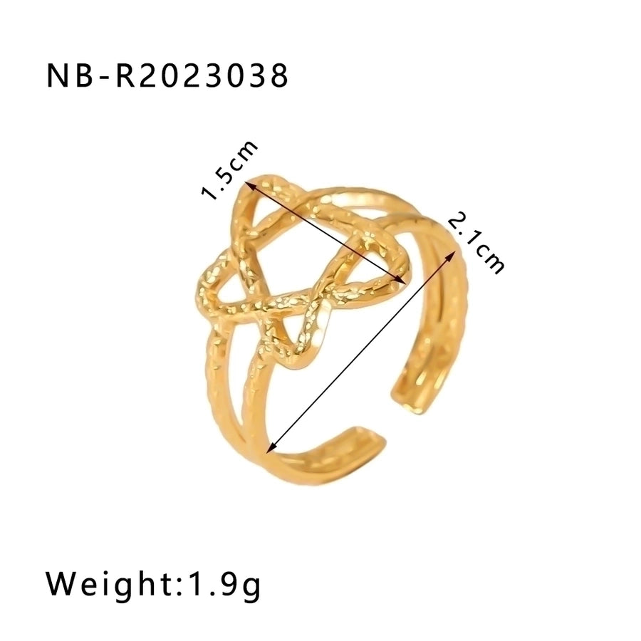 Stainless Steel 18K Gold Plated IG Style Basic Simple Style Plating Four Leaf Clover Heart Shape Flower Open Rings