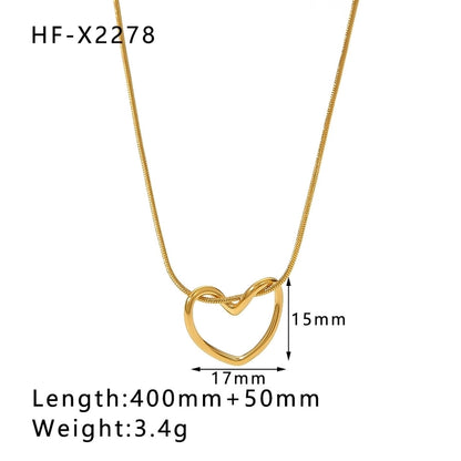 304 Stainless Steel 18K Gold Plated Simple Style Plating Water Droplets Heart Shape Rhinestones Necklace