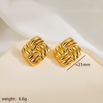 1 Pair Simple Style Classic Style Argyle 304 Stainless Steel 14K Gold Plated Stainless Steel Earrings