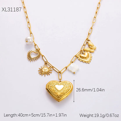 Jewelry Classic Style Devil's Eye Heart Shape Bow Knot Titanium Steel Plating Pendant Necklace