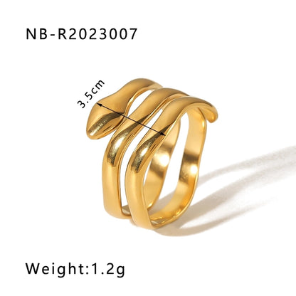 Stainless Steel 18K Gold Plated Hip-Hop Exaggerated Cool Style Plating Snake Open Rings