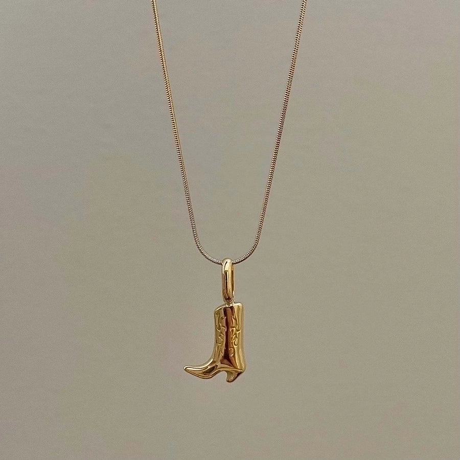 Jewelry Cowboy Style Boots Copper 18K Gold Plated Plating Pendant Necklace