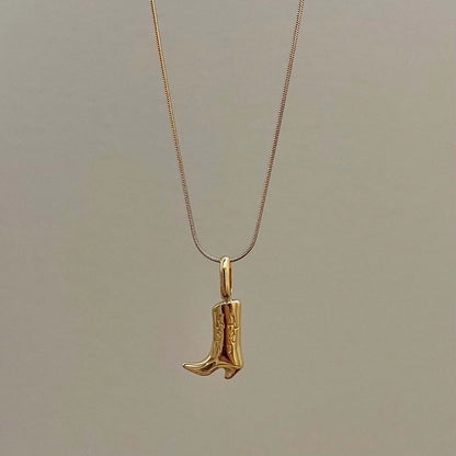 Jewelry Cowboy Style Boots Copper 18K Gold Plated Plating Pendant Necklace