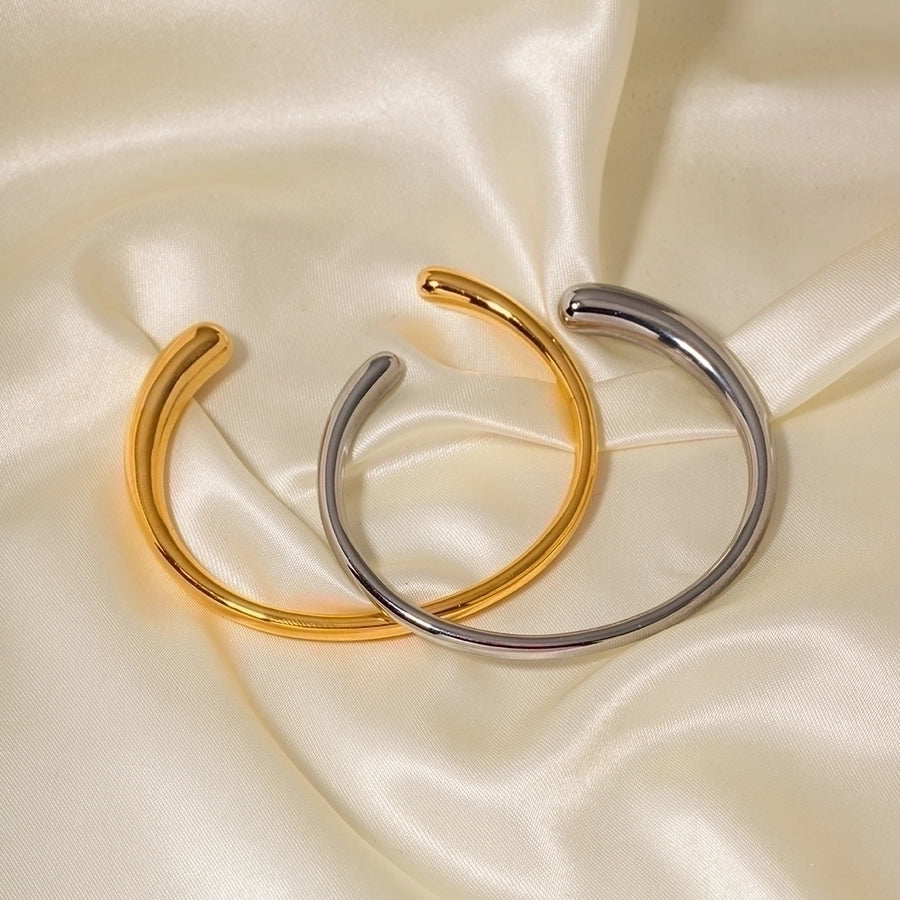 Simple Style Solid Color Stainless Steel Cuff Bracelets In Bulk