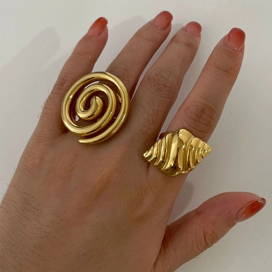 Jewelry Casual Nordic Style Retro Geometric 316L Stainless Steel  18K Gold Plated Irregular Open Rings