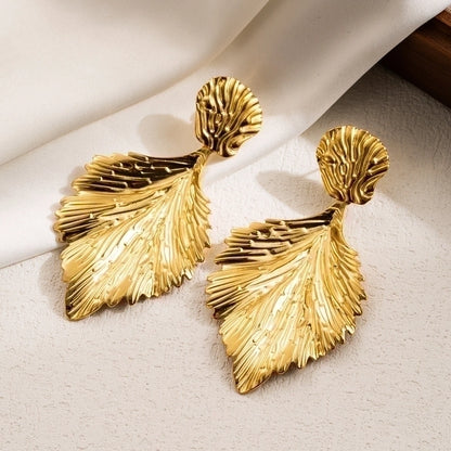 1 Pair IG Style Leaves Flower Ginkgo Leaf Plating 304 Stainless Steel 18K Gold Plated Stainless Steel Earrings