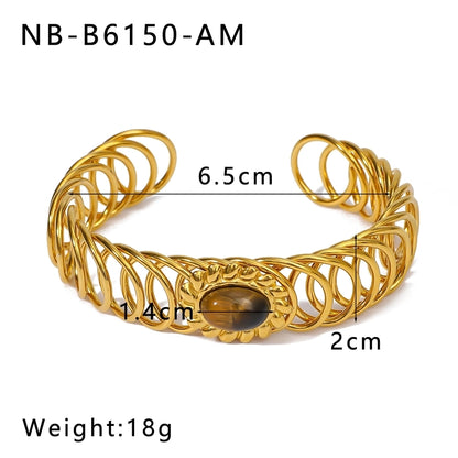 Vintage Style Simple Style Classic Style Geometric 304 Stainless Steel 18K Gold Plated Zircon Bangle In Bulk