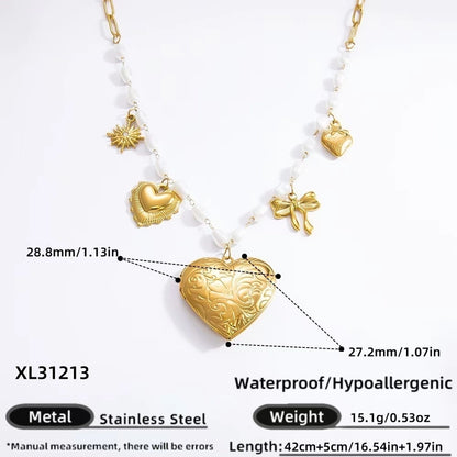 Jewelry Classic Style Devil's Eye Heart Shape Bow Knot Titanium Steel Plating Pendant Necklace