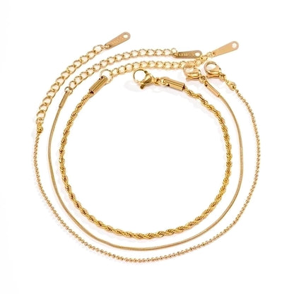 304 Stainless Steel 18K Gold Plated Simple Style Classic Style Plating Solid Color Bracelets