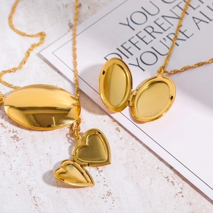 Jewelry Casual Vintage Style Classic Style Heart Shape 304 Stainless Steel 18K Gold Plated Plating Stainless Steel Necklaces