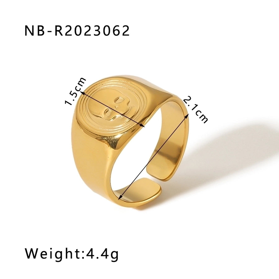 Stainless Steel 18K Gold Plated IG Style Basic Simple Style Plating Tree Symbol Lingge Open Rings