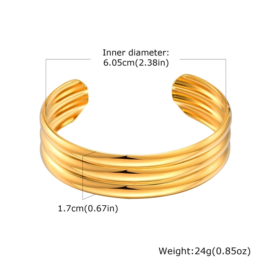 Retro Classic Style C Shape 304 Stainless Steel 18K Gold Plated Cuff Bracelets Wide Bracelet In Bulk