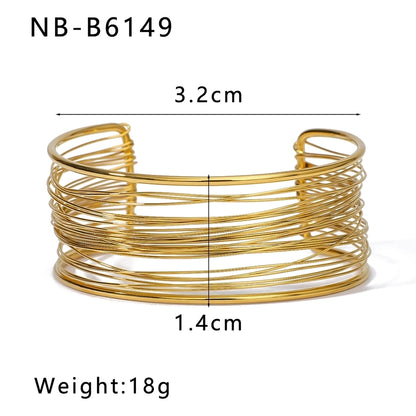 Vintage Style Simple Style Classic Style Geometric 304 Stainless Steel 18K Gold Plated Bangle In Bulk