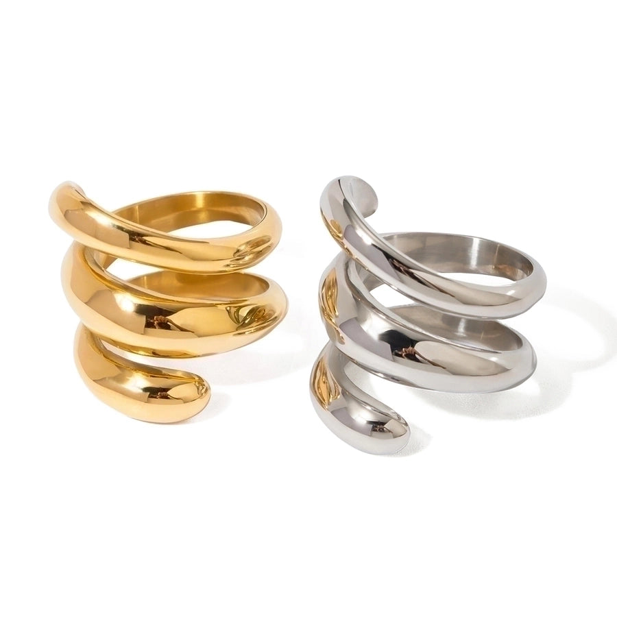 Jewelry IG Style Spring Solid Color Lines 316 Stainless Steel  18K Gold Plated Rings