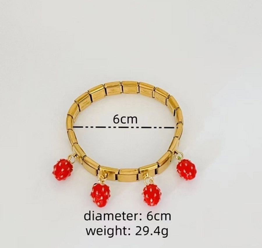 Cute Cherry Strawberry 304 Stainless Steel Alloy Bracelets In Bulk