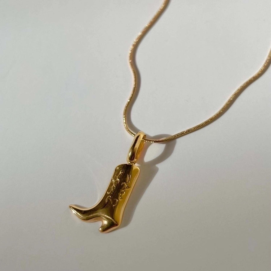 Jewelry Cowboy Style Boots Copper 18K Gold Plated Plating Pendant Necklace