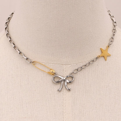 Jewelry Glam Simple Style Classic Style Bow Knot 304 Stainless Steel Pendant Necklace