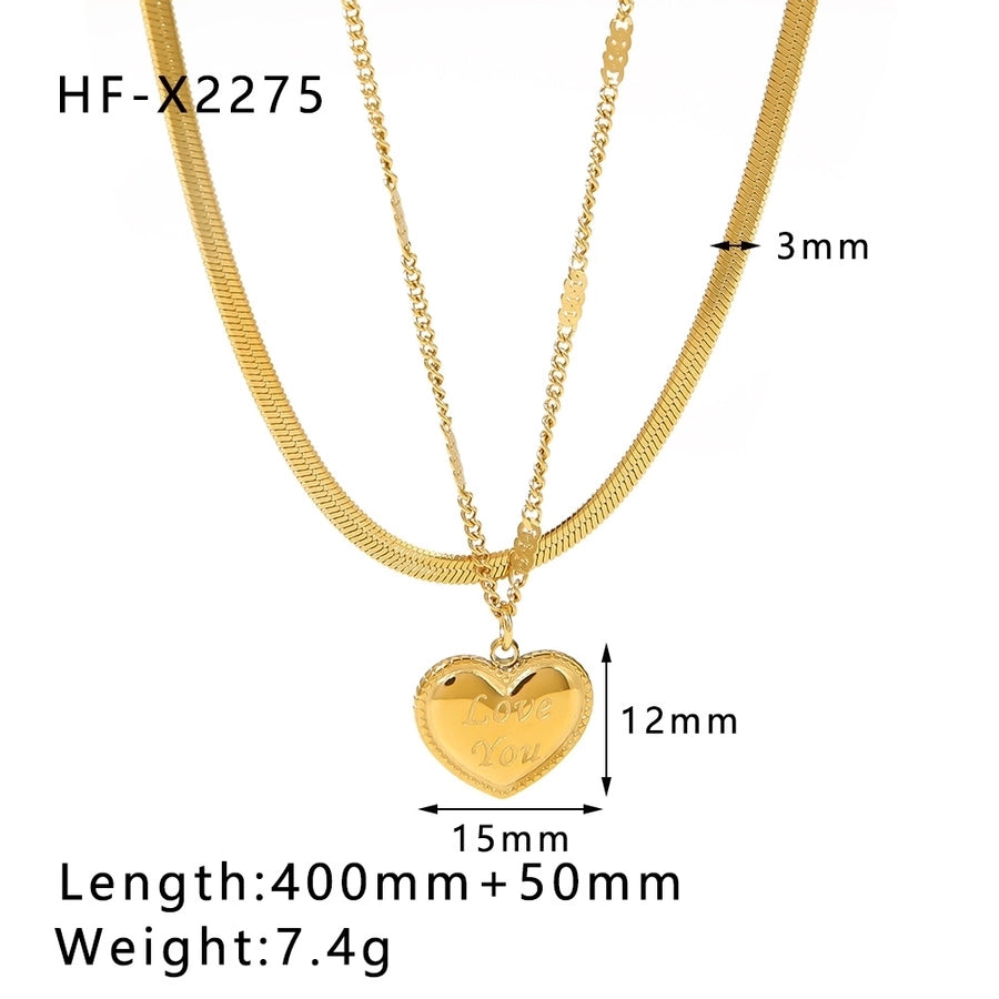 304 Stainless Steel 18K Gold Plated Simple Style Plating Water Droplets Heart Shape Rhinestones Necklace