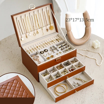 Retro Solid Color Pu Leather Jewelry Boxes