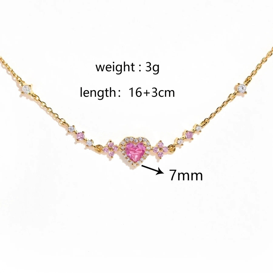 Jewelry Cute Sweet Simple Style Heart Shape Bow Knot Copper Zircon 18K Gold Plated White Gold Plated Inlay Bracelets