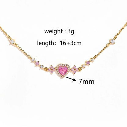 Jewelry Cute Sweet Simple Style Heart Shape Bow Knot Copper Zircon 18K Gold Plated White Gold Plated Inlay Bracelets