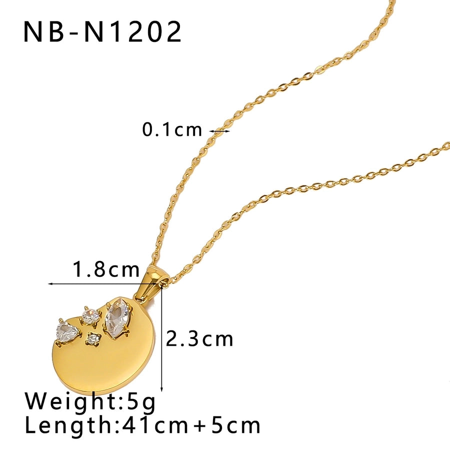 Jewelry Retro IG Style Geometric Heart Shape 304 Stainless Steel 18K Gold Plated Pendant Necklace