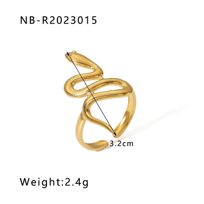 Stainless Steel 18K Gold Plated Hip-Hop Exaggerated Cool Style Plating Snake Open Rings