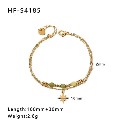 Simple Style Heart Shape Stainless Steel 18K Gold Plated Artificial Rhinestones Rhinestones Shell Bracelets In Bulk