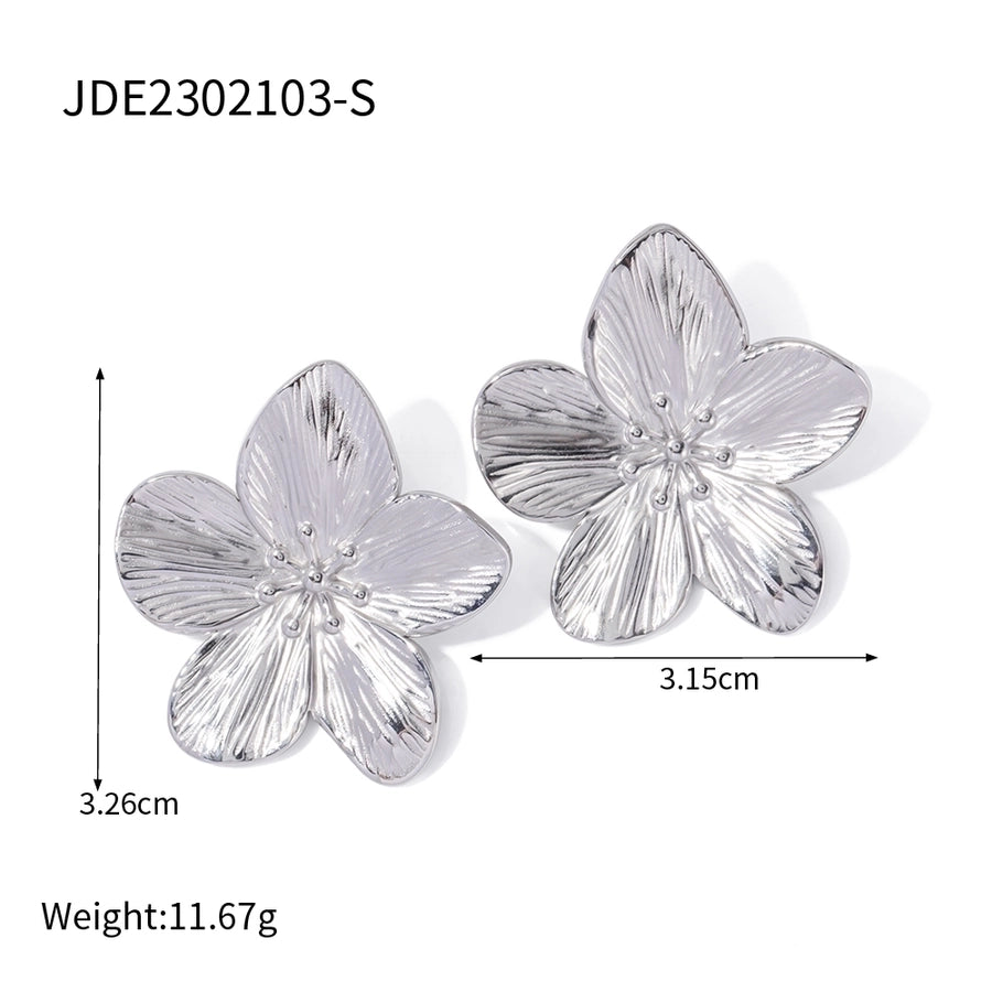 Jewelry INS Style Flower Butterfly 304 Stainless Steel Turquoise 18K Gold Plated Plating Inlay Rings Earrings