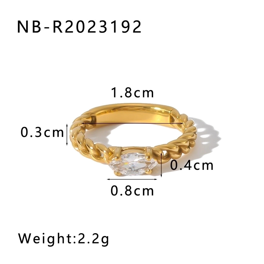 Jewelry IG Style Modern Style Classic Style Geometric 304 Stainless Steel Zircon 18K Gold Plated Inlay Rings