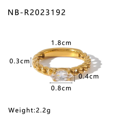 Jewelry IG Style Modern Style Classic Style Geometric 304 Stainless Steel Zircon 18K Gold Plated Inlay Rings