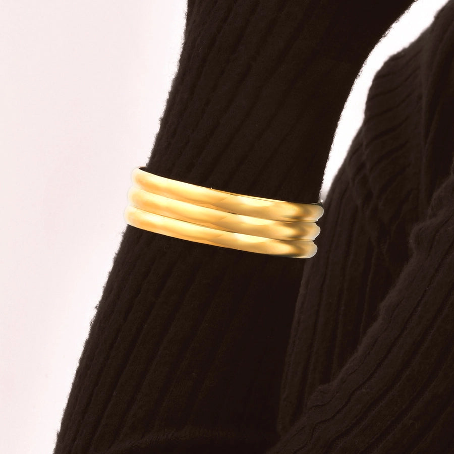 Retro Classic Style C Shape 304 Stainless Steel 18K Gold Plated Cuff Bracelets Wide Bracelet In Bulk