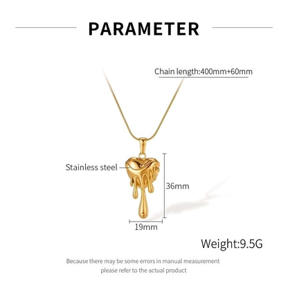 Jewelry Simple Style IG Style Water Droplets Heart Shape Solid Color 304 Stainless Steel Stainless Steel Necklaces