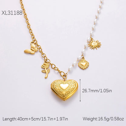 Jewelry Classic Style Devil's Eye Heart Shape Bow Knot Titanium Steel Plating Pendant Necklace