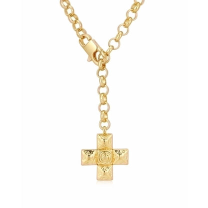 titanium steel 18k gold plated retro cross plating pendant necklace