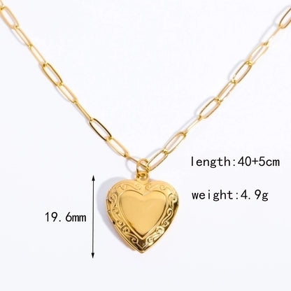 Jewelry Casual Vintage Style Classic Style Heart Shape 304 Stainless Steel 18K Gold Plated Plating Stainless Steel Necklaces