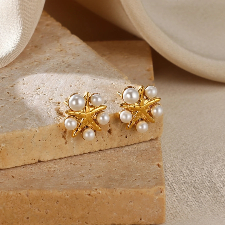 1 Pair Simple Style Starfish 304 Stainless Steel Ear Studs