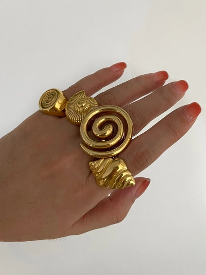 Jewelry Casual Nordic Style Retro Geometric 316L Stainless Steel  18K Gold Plated Irregular Open Rings