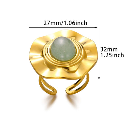 Jewelry Elegant French Style Sweet Heart Shape 304 Stainless Steel Synthetic Gemstones Open Rings