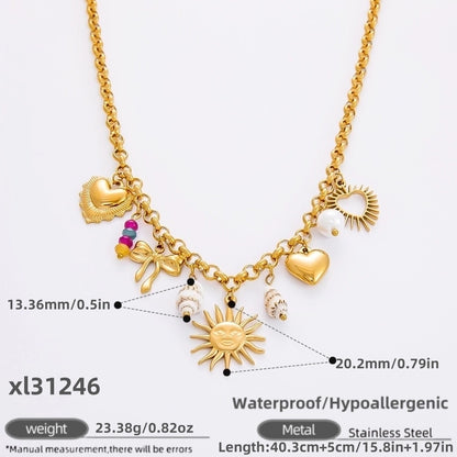 Jewelry Modern Style Classic Style Star Heart Shape 304 Stainless Steel Plating Pendant Necklace