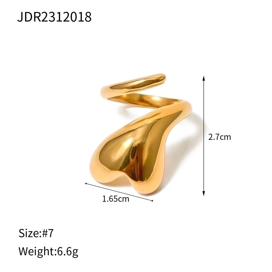 Jewelry IG Style Heart Shape 316 Stainless Steel  18K Gold Plated Plating Open Rings