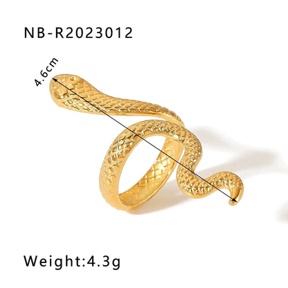 Stainless Steel 18K Gold Plated Hip-Hop Exaggerated Cool Style Plating Snake Open Rings