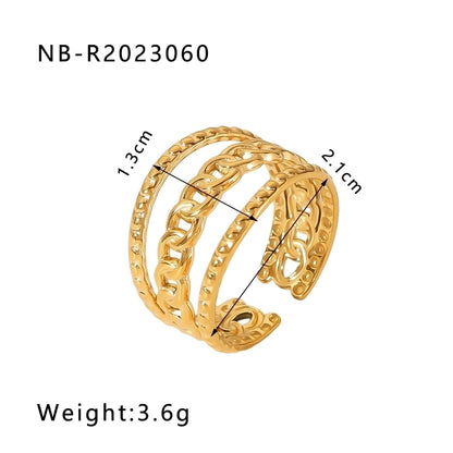 Stainless Steel 18K Gold Plated IG Style Basic Simple Style Plating Tree Symbol Lingge Open Rings